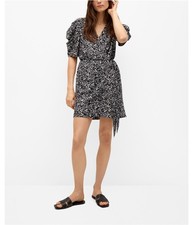 MNG Womens Tie-Waist Mini Dress, White, 10