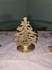 Vintage Solid Brass Old Fashioned Christmas Tree Taper Candle Holder Made India