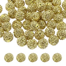 50 Pcs 12mm Light Yellow Rhinestone Polymer Fancy Beads for DIY Jewelry Making
