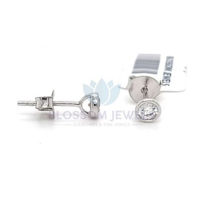14K Solid White Gold 0.20Ct Round Lab Grown/CVD Diamond Engagement Stud Earring
