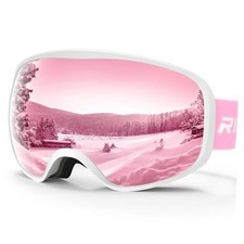 Kids Ski Goggles for Boys Girls Aged 3-14, 100 UV A08-white/Pink vlt 38.6 
