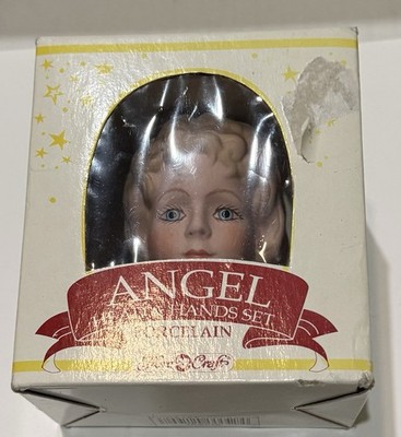 Angel Head & Hands Porcelain Fibre Craft 1991 NIB Blond Blue