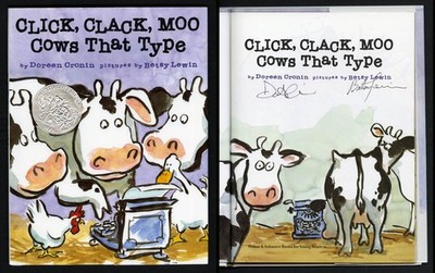Doreen Cronin Lewin SIGNED AUTOGRAPHED Click Clack Moo Cows That Type HC 1st ED