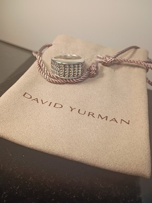David Yurman maritimer 3-seitiger schmaler Herrenring aus Sterlingsilber, Größe 9