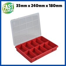 DURATOOL D01829 10 Compartment Organiser Box, Red - 35mm x 240mm x 180mm