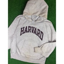 Vintage 80s Champion Reverse Weave Harvard University Hoodie Sweatshirt USA Made