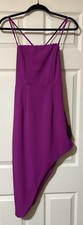 Lulus Women's Size S Square Neck Asymmetrical Bodycon Evening Dress Fuchsia Vamp