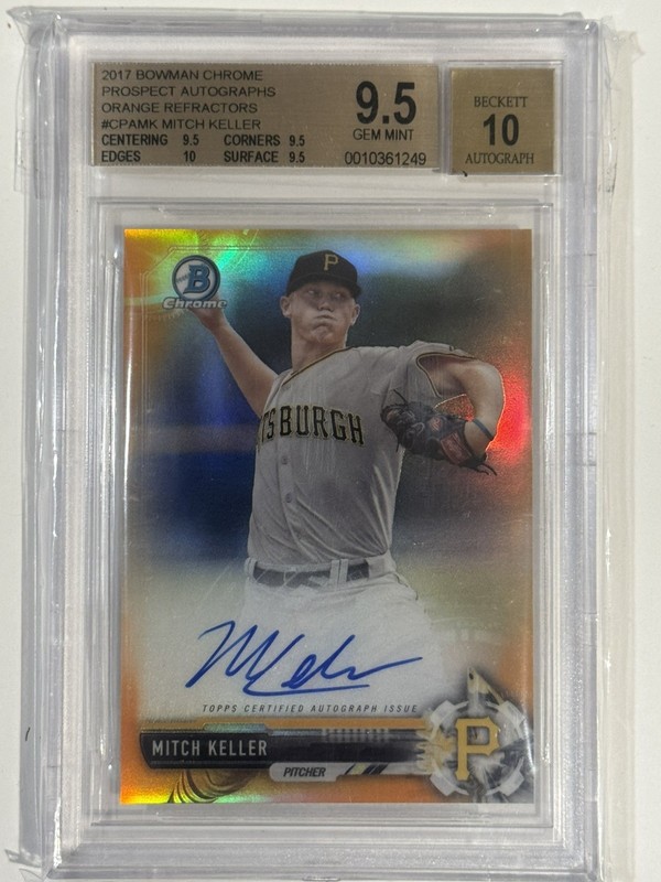 2017 BOWMAN CHROME ORANGE  AUTO MITCH KELLER PSA 10 /25 TRUE GEM PLUS