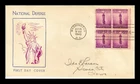 US COVER WWII NATIONAL DEFENSE TORCH OF ENLIGHTENMENT FDC SCOTT 901 BLOCK OF 4