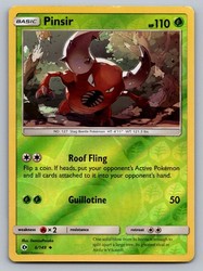 Pinsir 6/149 Sun & Moon Base Set Reverse Holo