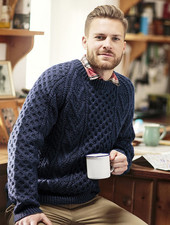 NWT Aran Men's Hand-Knit Chevron Stitch Sweater, Choose Color  Size