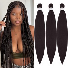 Braiding Hair Pre Stretched for , Dark Brown, 20 inch, 3 Packs