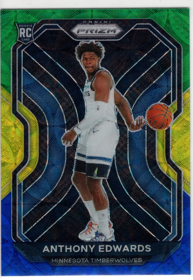 2020 Panini Prizm Anthony Edwards #258 Prizm Choice Blue Yellow Green Rookie