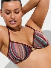 Victoria's Secret Swim Shimmer Stripe Knit Balconette Bikini Top Sz 36C