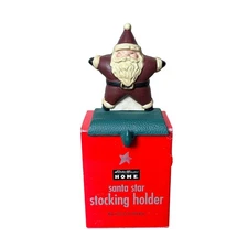 Vintage Eddie Bauer Home Santa Star Stocking Holder Christmas Holiday Cast Iron