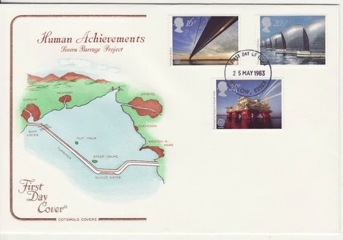 GB Stamps First Day Cover Europa Engineering achievements, bridge COTSWOLD 1983