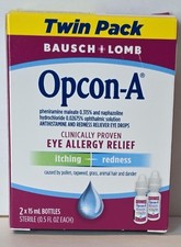 Bausch  Lomb Opcon-A Twin Pack 2 x 15mL Eye Allergy Drops - Exp: 08/25