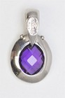 ART OR 18K White Gold Oval Checkerboard Amethyst Pendant  — photo 4