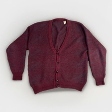 Vintage 80s 90 Mohair Cardigan Shaggy Obscure Maroon Italy Size XL Cobain