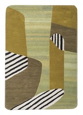 Hand Tufted Nz Wool Rug Handmade Color Spinach Green/Bronze Mist Design Rug