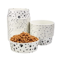 Disposable Dog Bowls - 30 Pcs 16 Ounces Paper Pet for Food and white