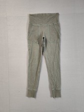 Aerie Women Jogger Pant XS Grayish Green Ribbed High Waist Tampered Leg Comfort