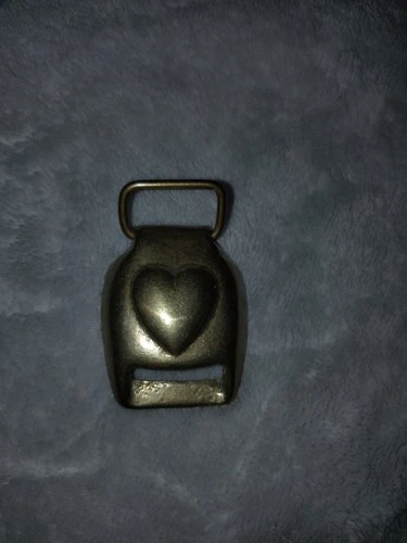 Antique Civil War Era Embossed Heart Brass Horse Harness Buckle Cover