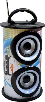 TRAGBARER BLUETOOTH LAUTSPRECHER - RUNDE SOUNDBOX WEISS -FM-AUX-USB-SD-MP3- BOX5 - Bild 1 von 4