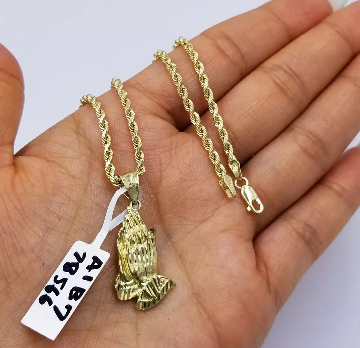Gold praying store hands charm