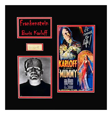 Boris Karloff Autograph Book Page Cut Museum Framed Ready to