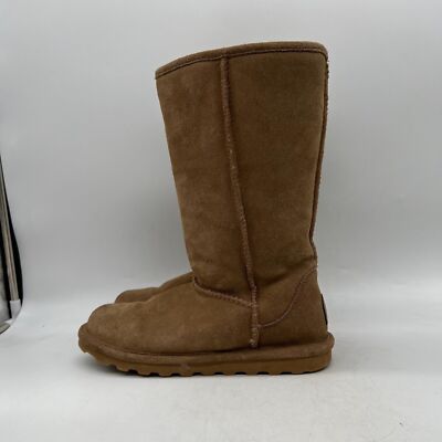 Bearpaw Women's Brown Suede Pull On Mid Calf Winter Snow Boots, Size 9