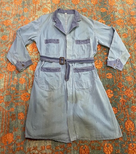 Vintage 1940s COWDEN UNION SANFORIZED Mechanic Coat size 44 made in USA