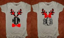 Cute little Reindeer Christmas Initials Baby or Kids Christmas outfit Person