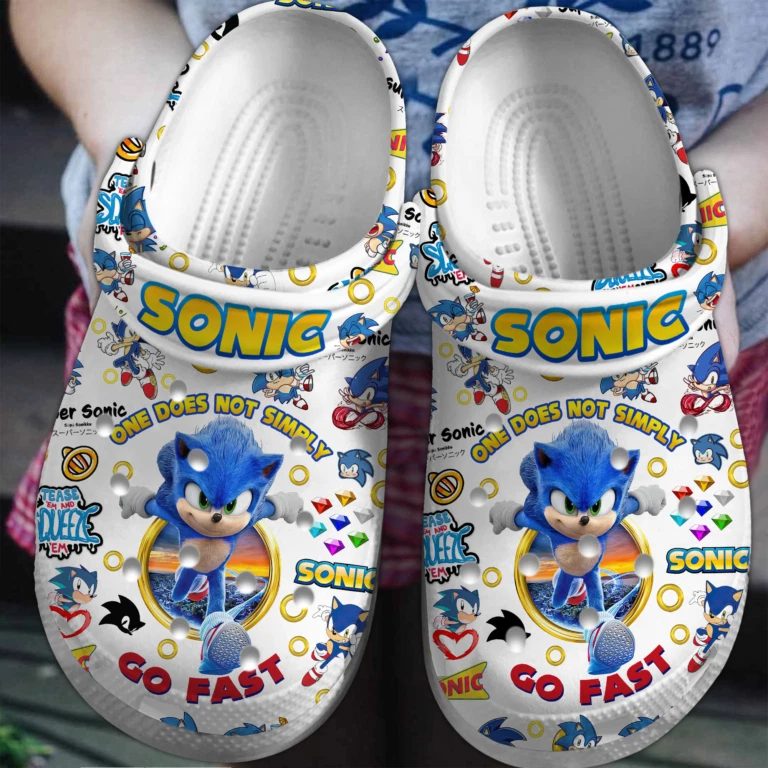 Lightweight Sonic Cartoon White Clogs, Clogs For And Adults
