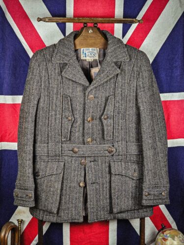 RARE Labour Union Norfolk Belted Jacket Tweed 100% Wool Vintage Style Size M