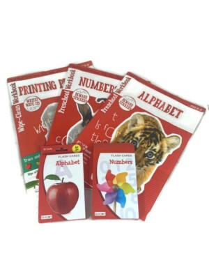 Pre-K Kindergarten Early Learning. 5 Items: Workbooks And Flash Cards. 