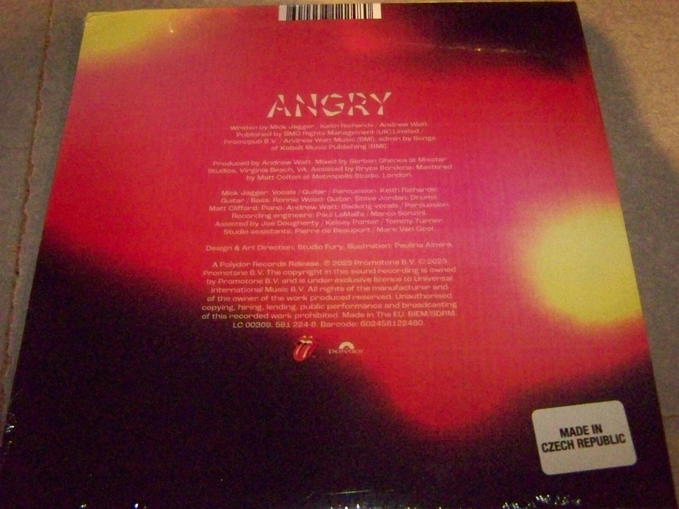 THE ROLLING STONES "ANGRY" U.K. 7" RED VINYL - Image 2 of 2