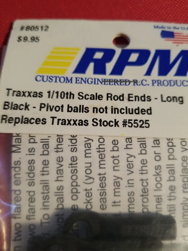 RPM Traxxas 1/10th scale Rod ends Long #80512 black in original packaging NEW OS - Image 2 of 4