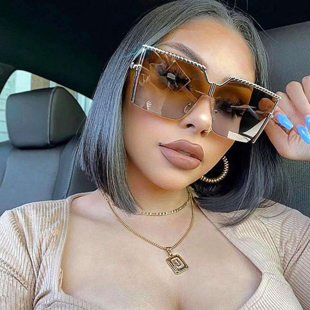 2023 New Fashion Diamond Square Sunglasses Women Brand Designer Vintage  Punk Big Frame Sun Glasses Female Shades Oculos De Sol