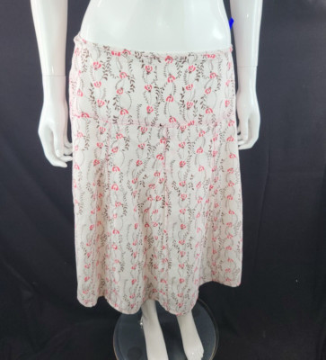 Weird Fish White Pink Patterned Summer Skirt 100% Cotton Size (L) Large