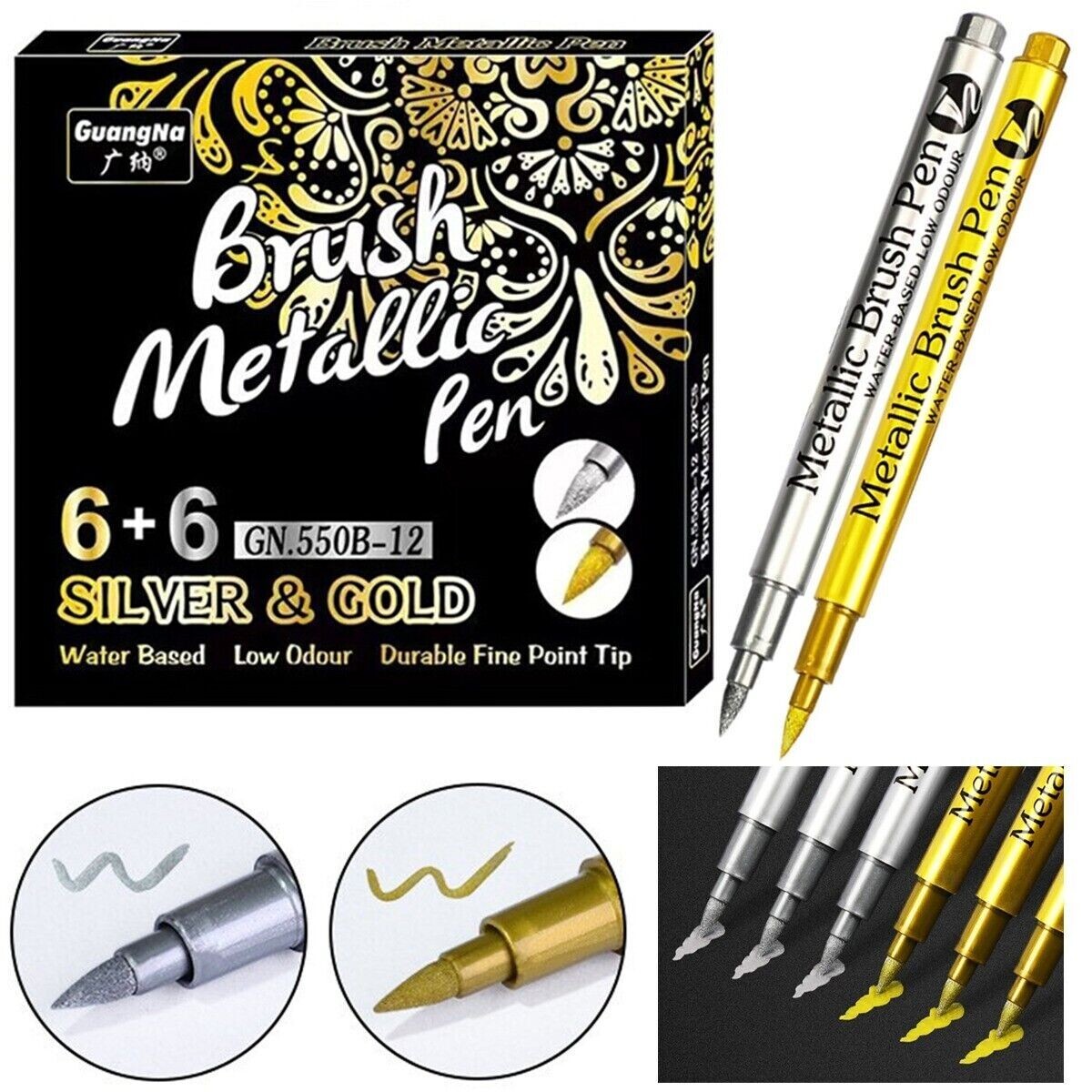 Metallic Waterproof Permanent Paint Marker Pens Gold and Silver