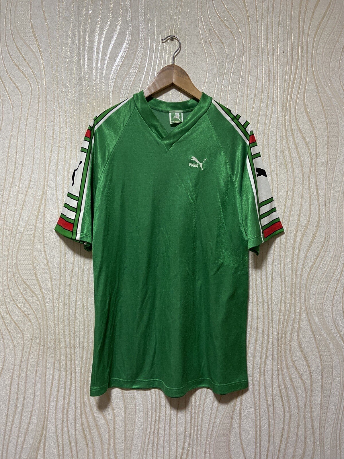 PUMA VINTAGE SHIRT JERSEY sz L MEN GREEN FOOTBALL SOCCER RUGBY 