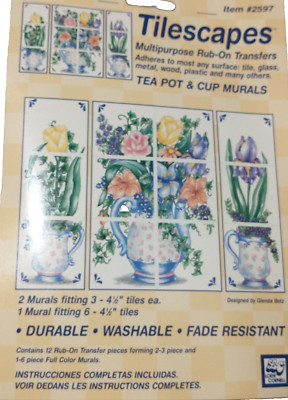 Rub On Tile Transfers TEA Pot Cup Mural TILESCAPES  Furniture Decals Transfers