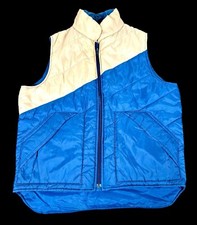 Vintage 1980  s Academy Broadway Puffer Vest Blue  White Men  s Sz Medium M