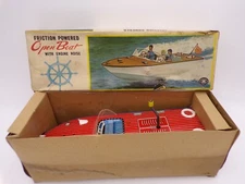 Vintage Masudaya Modern Toys Japan Tin Litho Windup Boat MIB Nomura Yonezawa