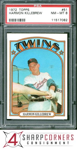 1972 TOPPS #51 HARMON KILLEBREW TWINS HOF PSA 8 - Picture 1 of 3