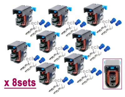 x8sets LQ4 LQ9 4.8 5.3 6.0 Mini Delphi Fuel Injector Pigtail Connector kits GMC