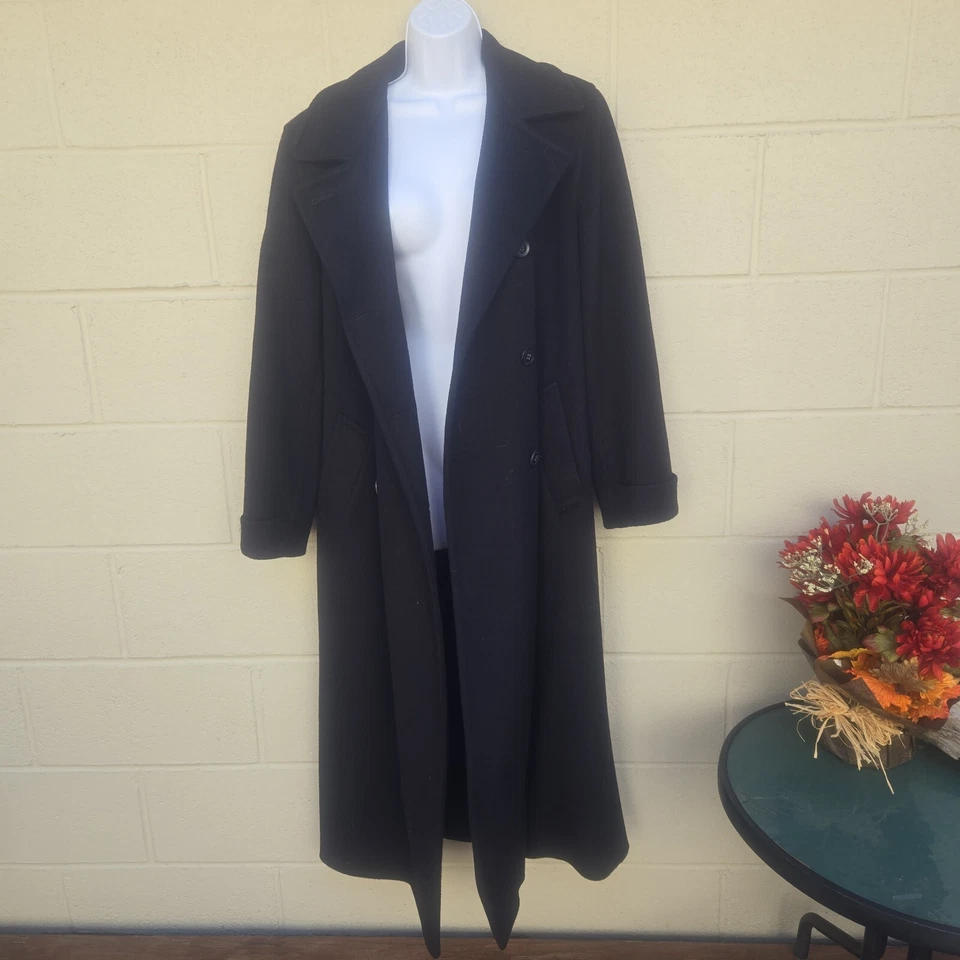 Larry Levine - Negro - Maxi - Abrigo de lana - Talla 10