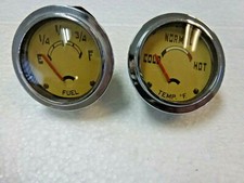 Very Cool Original 1950s Fuel Temperature Curved Glass Gauges Ratrod Custom 