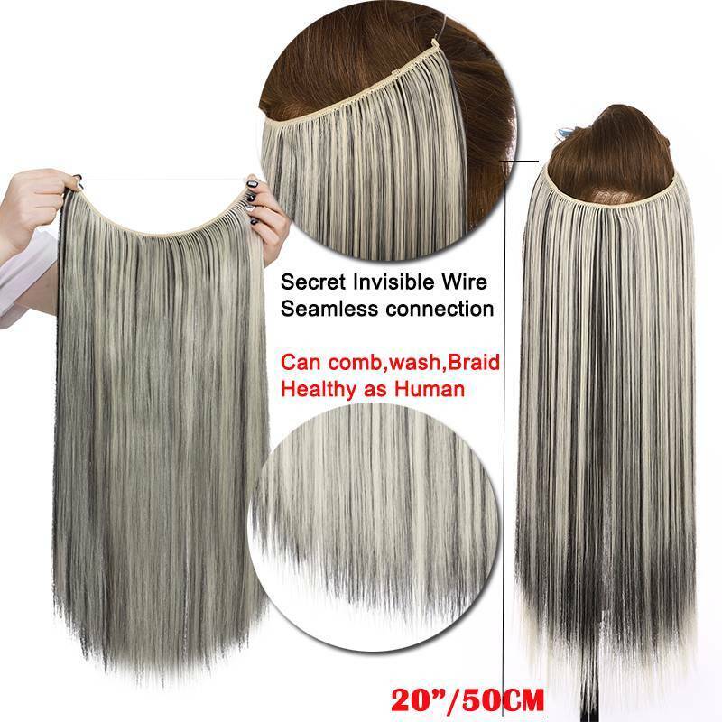 Long Straight 3/4 Full Head One Piece 20 inchs Invisible Wire Hair